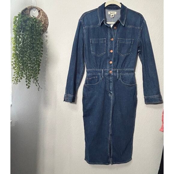 NEW Madewell Denim Western Midi Shirtdress in Laselle Wash Sz 2 Capsule Staple - Picture 3 of 11